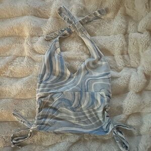 Hollister Blue and White Swirl Tank Top